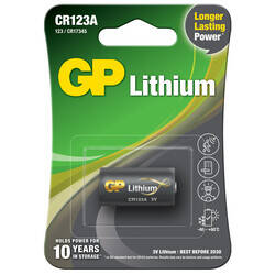 GP Batteries GPCr123A Dl123A/Cr123A Boy Lityum Pil, 3 Volt, Tekli Kart