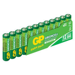 GP Batteries GP24G Greencell R03/1212/AAA İnce Kalem Pil, 1.5 Volt, 12'li Paket