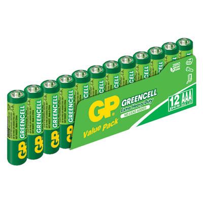 GP Batteries GP24G Greencell R03/1212/AAA İnce Kalem Pil, 1.5 Volt, 12'li Paket