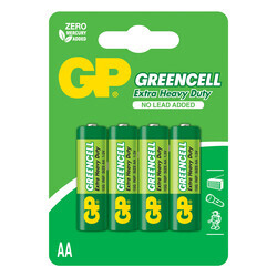 GP Batteries GP15G Greencell R6P/1215/AA Kalem Pil, 1.5 Volt, 4'lü Kart - Thumbnail