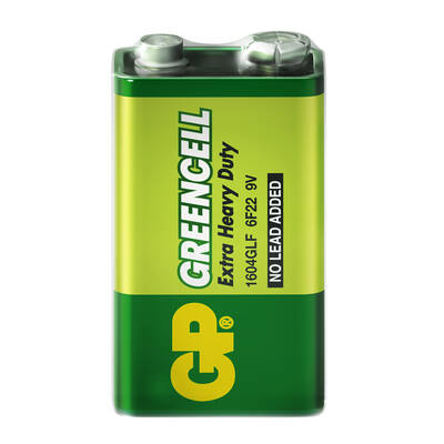 GP Batteries GP1604G Greencell 6F22/1222/9V Pil, 9 Volt, 10'lu Kutu