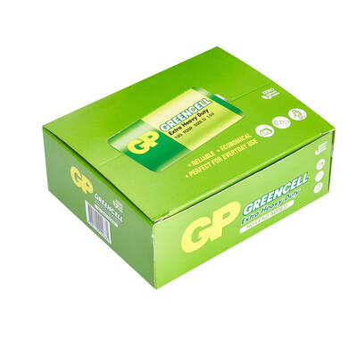 GP Batteries GP13G Greencell R20P/1250/D Boy Kalın Pil, 1.5 Volt, 20'li Kutu