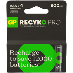 GP Batteries ReCyko Pro 850 Serisi 800 mAh AAA İnce Ni-Mh Şarjlı Pil, 1.2 Volt, 4'lü Kart - Thumbnail