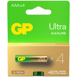 GP Batteries G-TECH Ultra Alkalin İnce LR03 - AAA Boy 1.5V Pil 4'lü Kart - Thumbnail