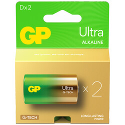 GP Batteries G-TECH Ultra Alkalin Kalın LR20 - D Boy 1.5V Pil 2'li Kart - Thumbnail