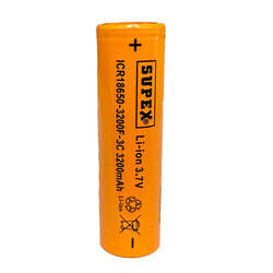 Supex ICR18650-3200F-3C Lityum Ion 3.7V 3200mAh 3C Deşarj Akımı Düz Kafa Pil