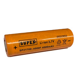 Supex ICR21700-4000F Lityum Ion 3.7V 4000mAh Düz Kafa Pil - Thumbnail