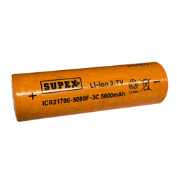 Supex ICR21700-5000F-3C Lityum Ion 3.7V 5000mAh 3C Deşarj Akımı Düz Kafa Pil - Thumbnail