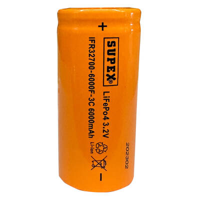 Supex IFR32700-6000F-3C 3.2V Li-Ion 6000mAh 3C Deşarj Akımı Düz Kafa Pil