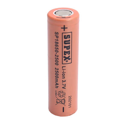 Supex SP18650-2500 3.7V 18650 Model 2500mAh Li-İon Düz Kafa Pil