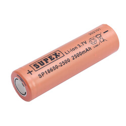 Supex SP18650-2500 3.7V 18650 Model 2500mAh Li-İon Düz Kafa Pil - Thumbnail