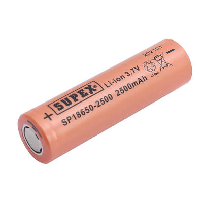 Supex SP18650-2500 3.7V 18650 Model 2500mAh Li-İon Düz Kafa Pil