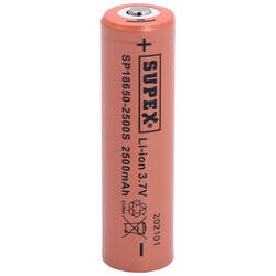 Supex SP18650-2500S 3.7V 18650 Model 2500mAh Li-İon Uçlu Pil